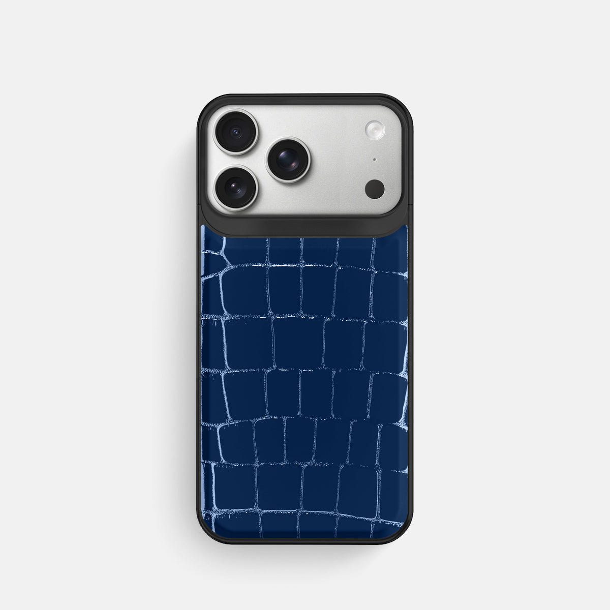 Metal Case For iPhone 18 Pro In Shiny Alligator -1 | Mediterranean-Black