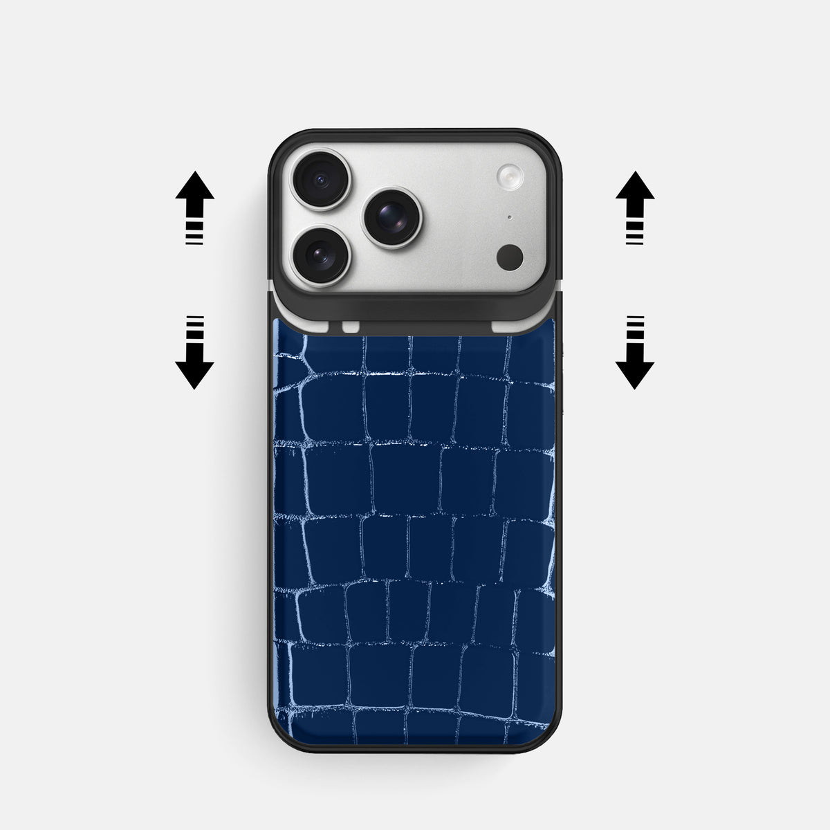 Metal Case For iPhone 18 Pro In Shiny Alligator -2 | Mediterranean-Black