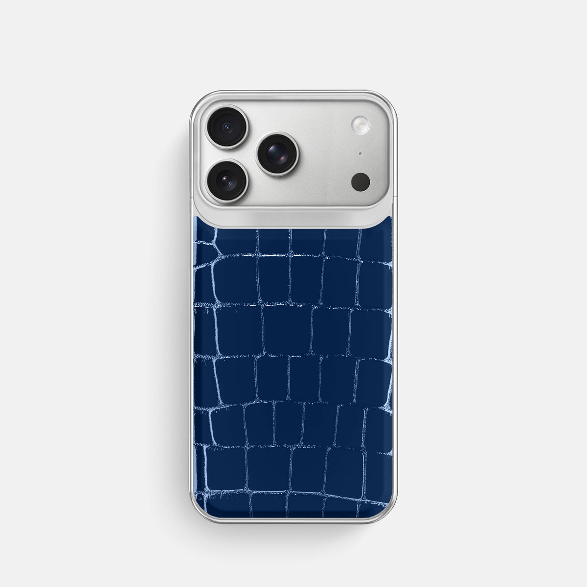 Metal Case For iPhone 18 Pro In Shiny Alligator -1 | Mediterranean-Steel