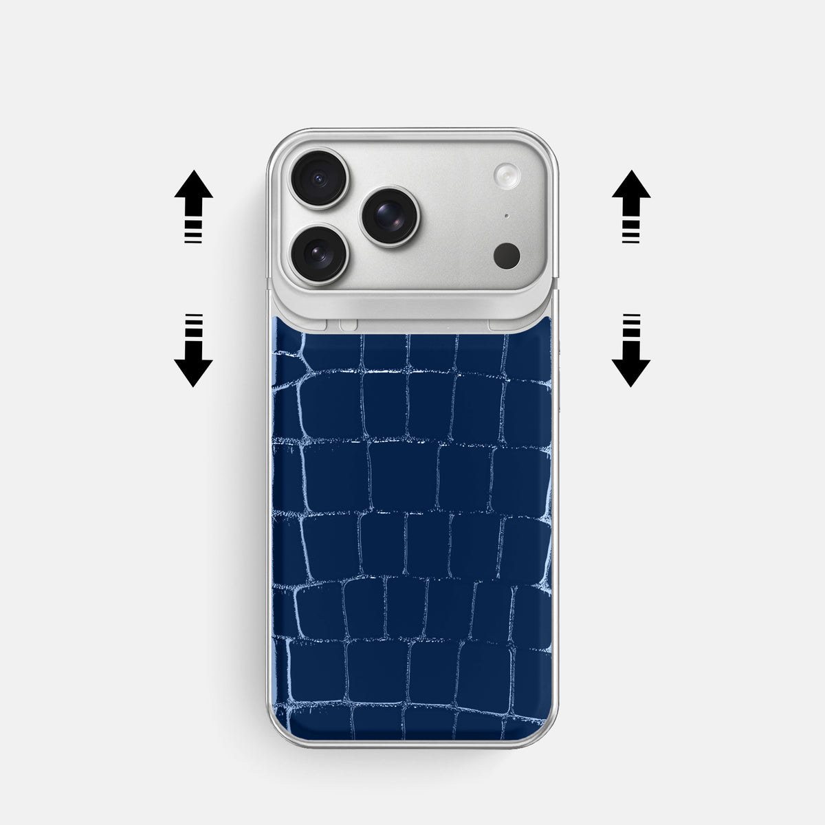 Metal Case For iPhone 18 Pro In Shiny Alligator -2 | Mediterranean-Steel