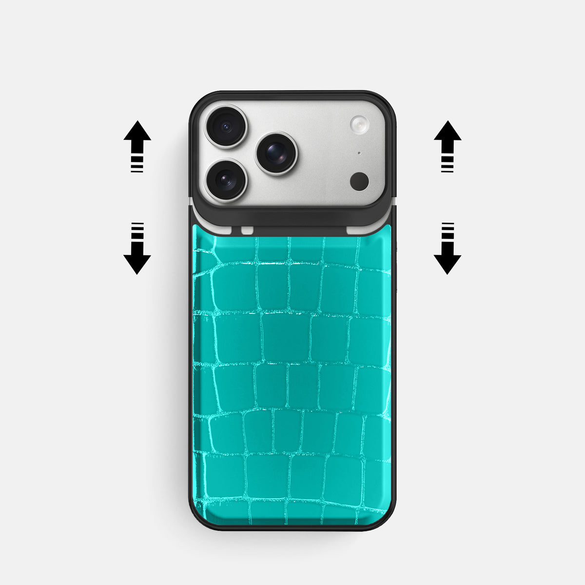 Metal Case For iPhone 18 Pro In Shiny Alligator -2 | Mint-Black