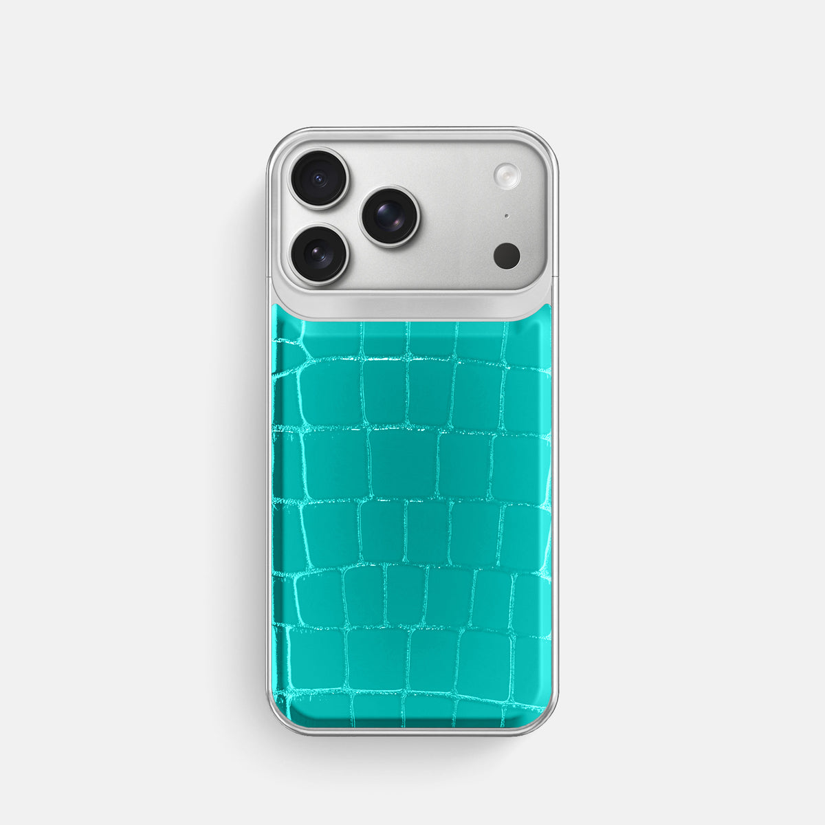 Metal Case For iPhone 18 Pro In Shiny Alligator -1 | Mint-Steel