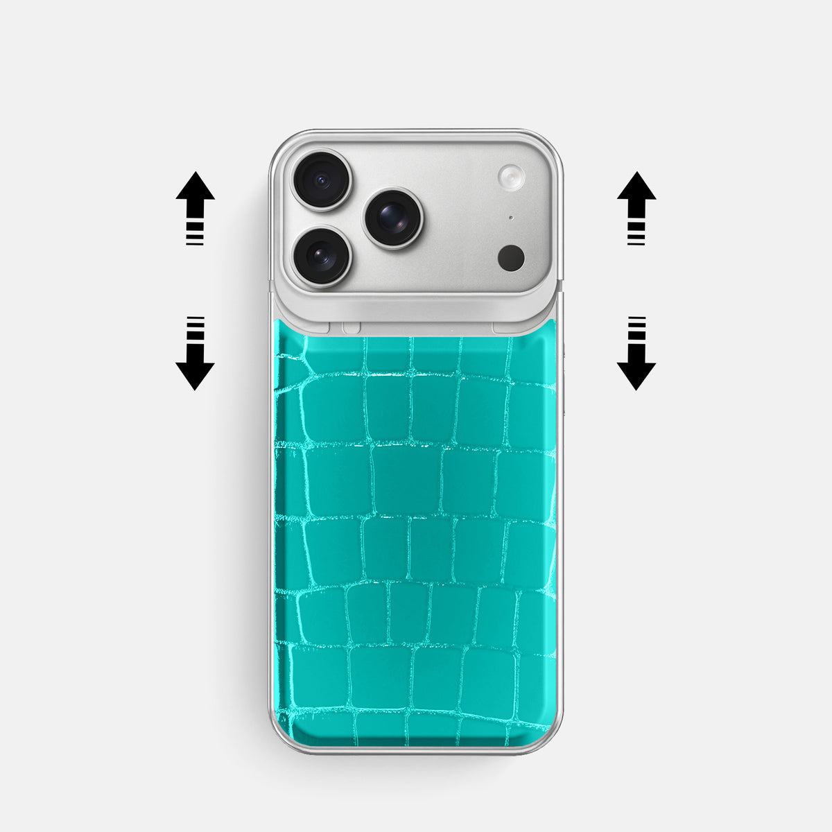 Metal Case For iPhone 18 Pro In Shiny Alligator -2 | Mint-Steel