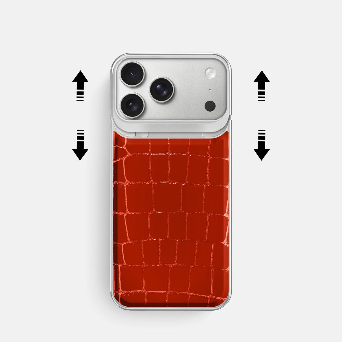 Metal Case For iPhone 18 Pro In Shiny Alligator -2 | Orange-Steel