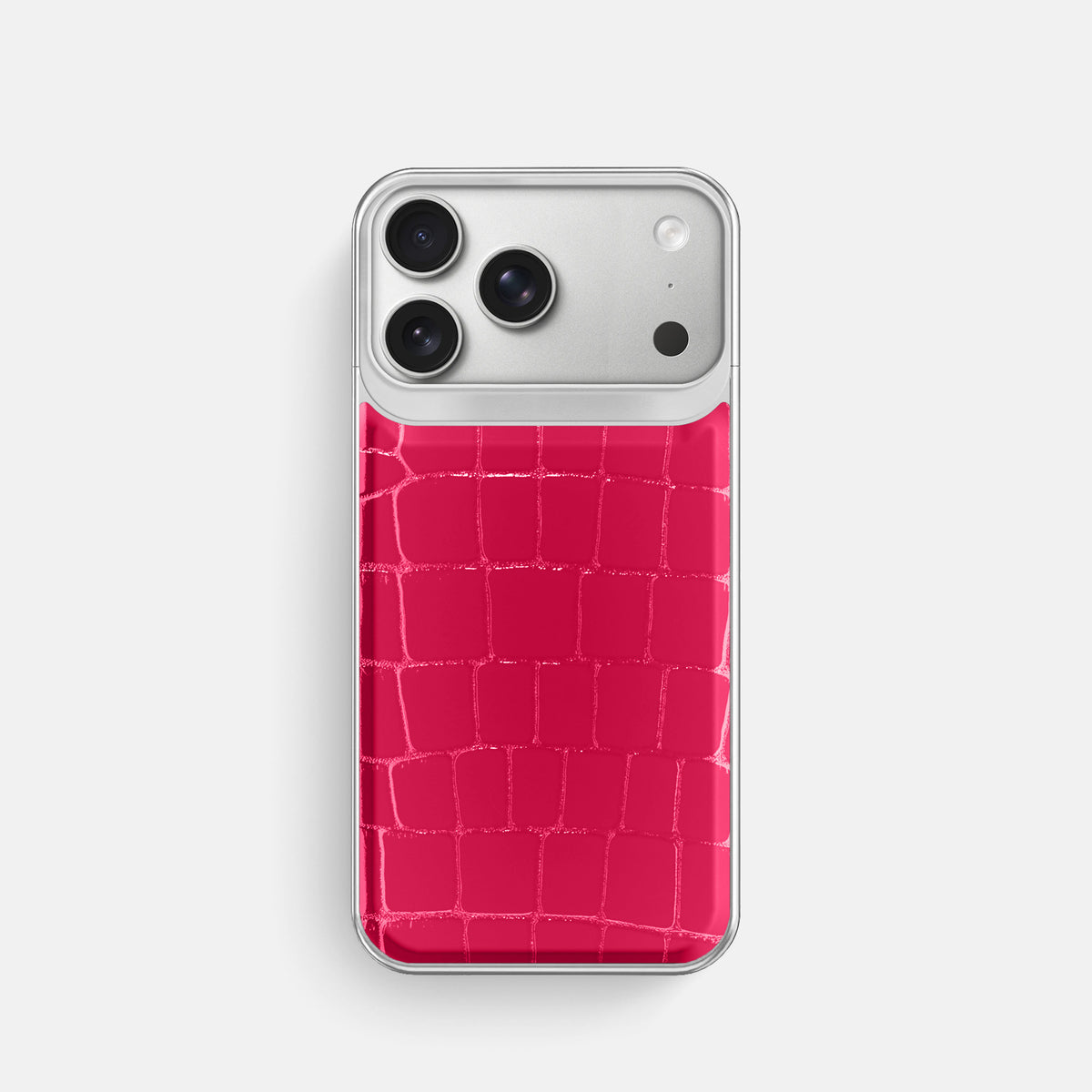 Metal Case For iPhone 18 Pro In Shiny Alligator -1 | Pink-Panther-Steel
