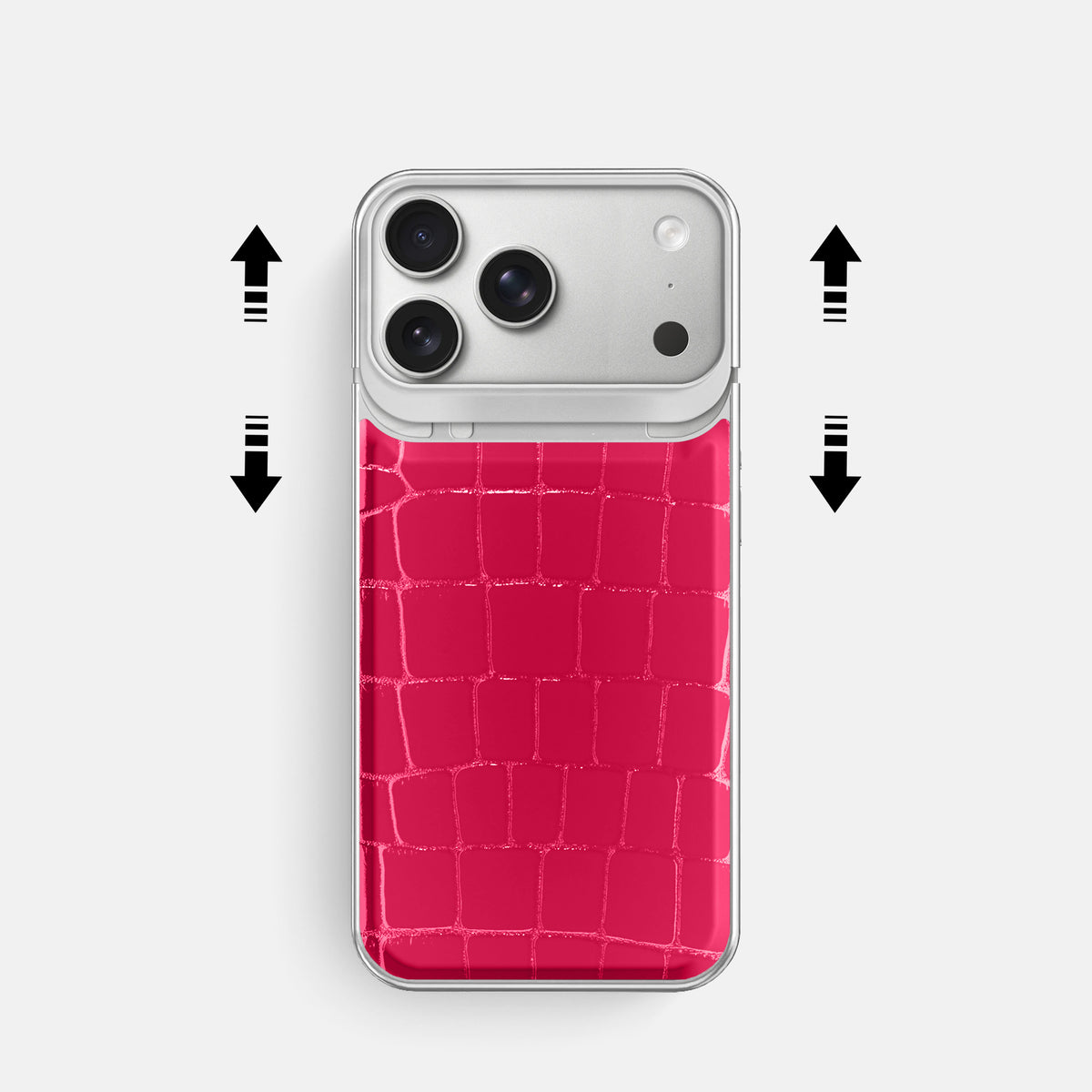 Metal Case For iPhone 18 Pro In Shiny Alligator -2 | Pink-Panther-Steel