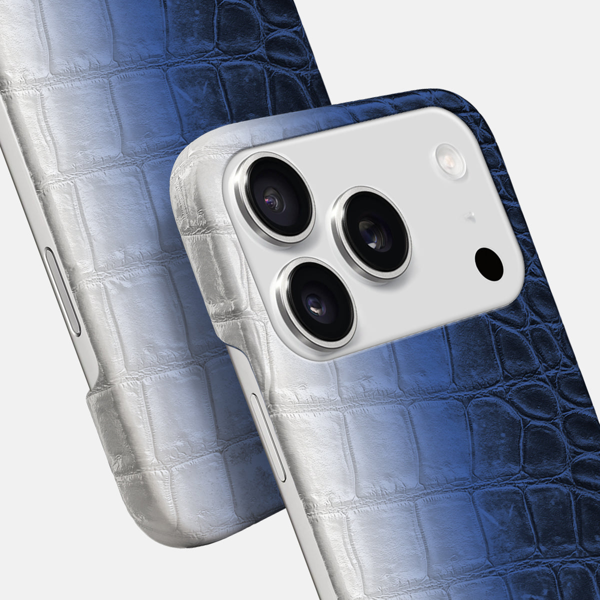 Navy Blue iPhone 17 Pro Slim Case In Himalayan Crocodile -5 | Navy-Blue
