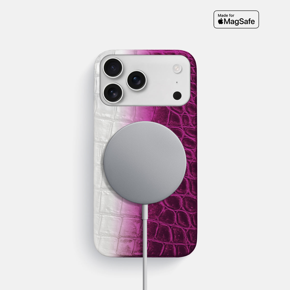 Fuchsia iPhone 17 Pro Slim Case In Himalayan Crocodile -4 | Fuchsia