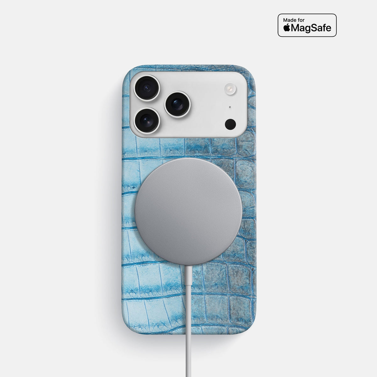 Slim Case For iPhone 18 Pro In Himalayan Crocodile -4 | Ice-Blue