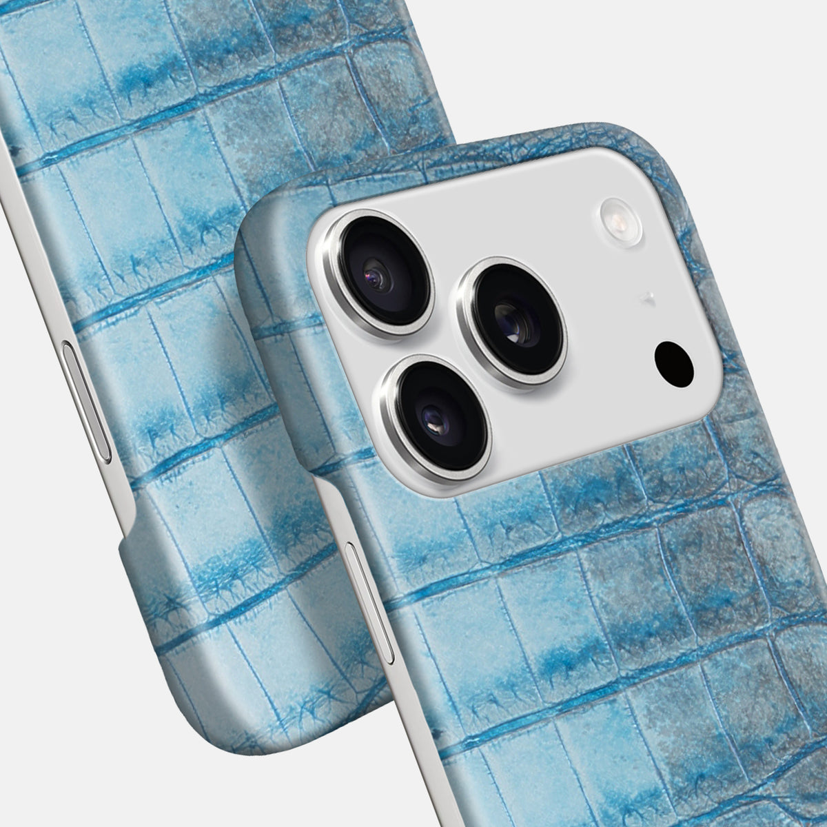 Ice-Blue iPhone 17 Pro Slim Case In Himalayan Crocodile -5 | Ice-Blue