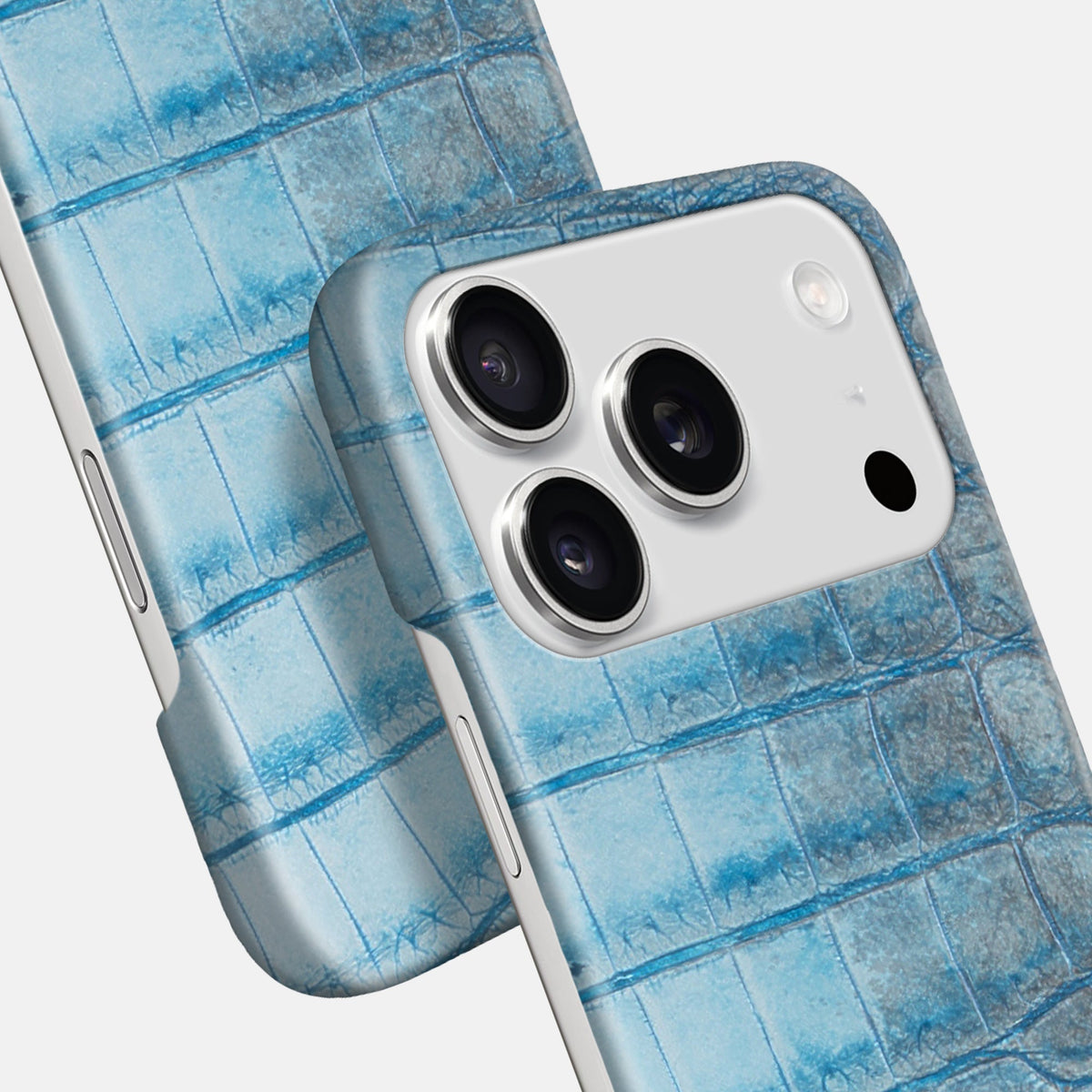 Slim Case For iPhone 18 Pro In Himalayan Crocodile -5 | Ice-Blue