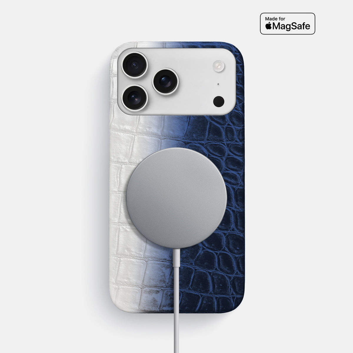 Navy Blue iPhone 17 Pro Max Slim Case In Himalayan Crocodile -4 | Navy-Blue