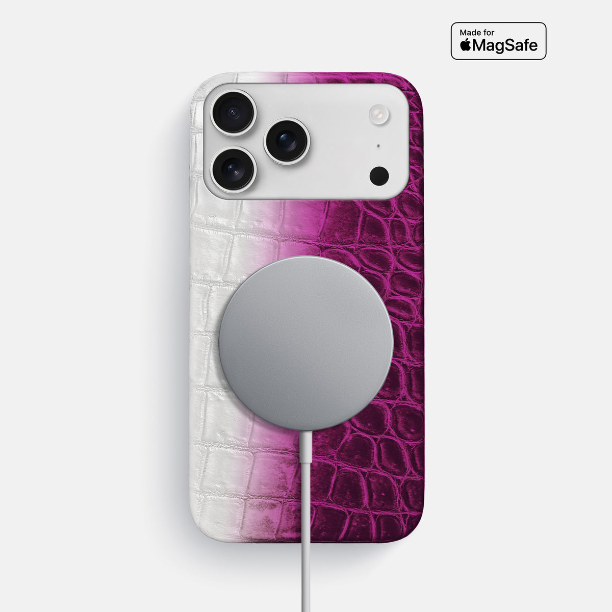 Fuchsia iPhone 17 Pro Max Slim Case In Himalayan Crocodile -4 | Fuchsia