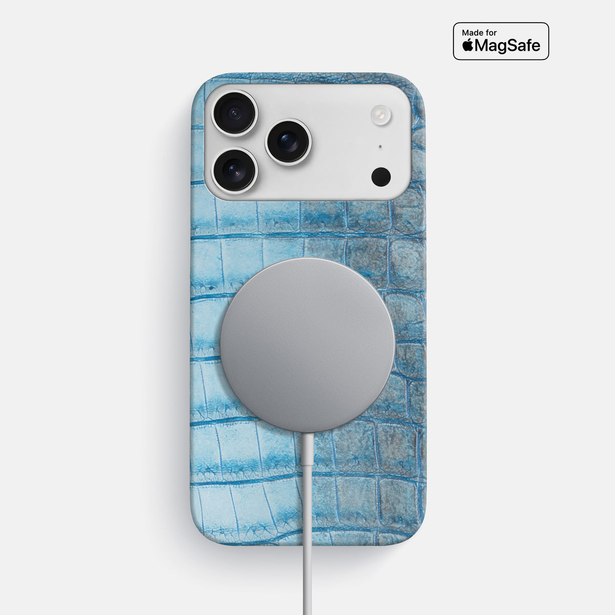 Ice-Blue iPhone 17 Pro Max Slim Case In Himalayan Crocodile -4 | Ice-Blue