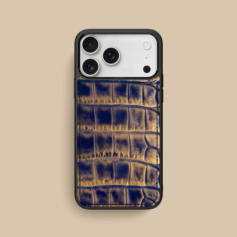 iPhone 17 Pro Max Sport Case 1/1 Golden-Blue Alligator -1 | Golden-Blue