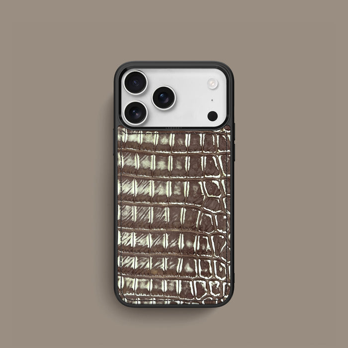 iPhone 18 Pro Sport Case 1/1 Ivory-Chocolate Alligator -1 | Ivory-Chocolate