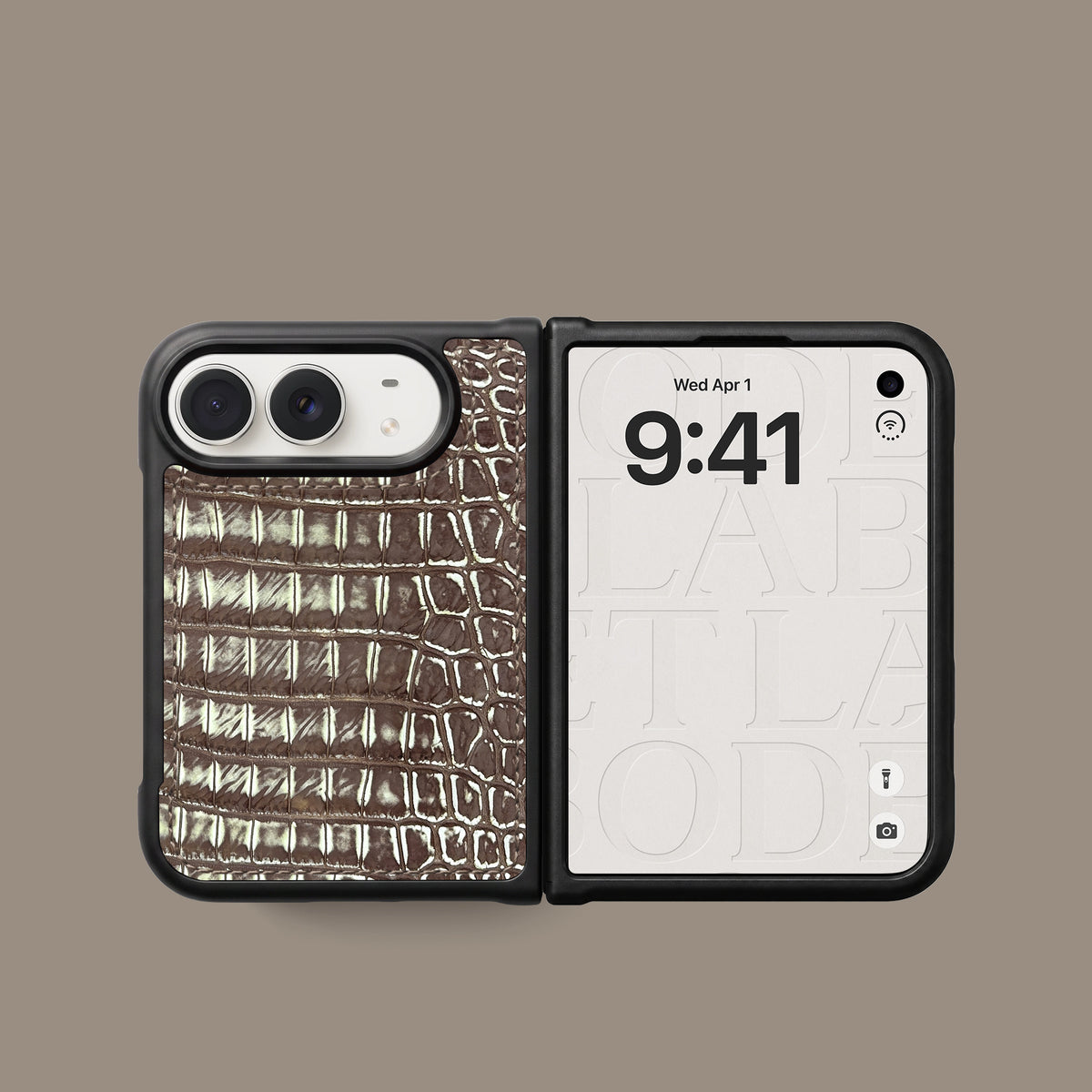 Sport Case 1/1 For iPhone Duo In Alligator -2 | Ivory-Chocolate