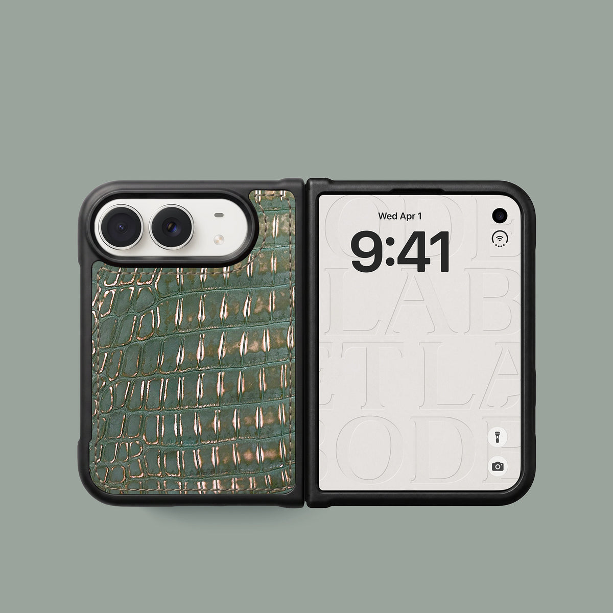 Sport Case 1/1 For iPhone Duo In Alligator -2 | Sage-Patina