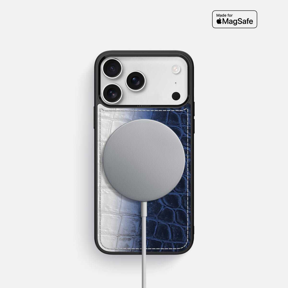 Navy Blue iPhone 17 Pro Sport Case In Himalayan Crocodile -5 | Navy-Blue