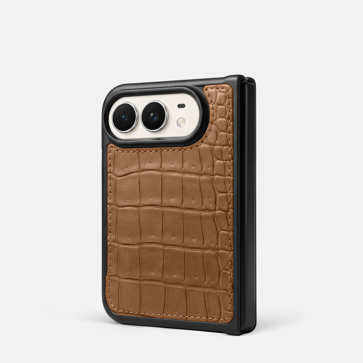 Sport Case For iPhone Duo In Porosus Crocodile -3 | Milk-Chocolate