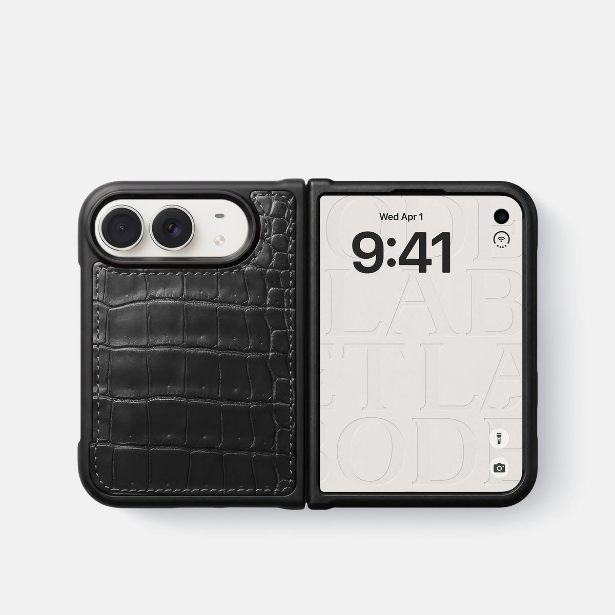 Sport Case For iPhone Duo In Porosus Crocodile -4 | Shiny-Black