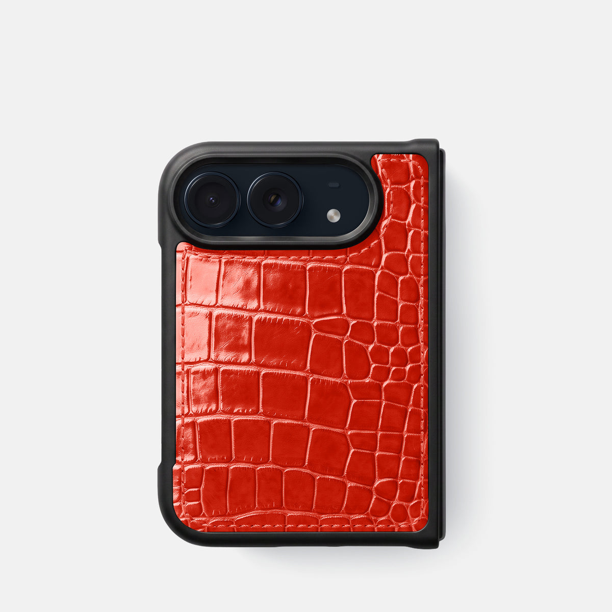 Sport Case For iPhone Duo In Shiny Alligator -1 | Coral-Orange
