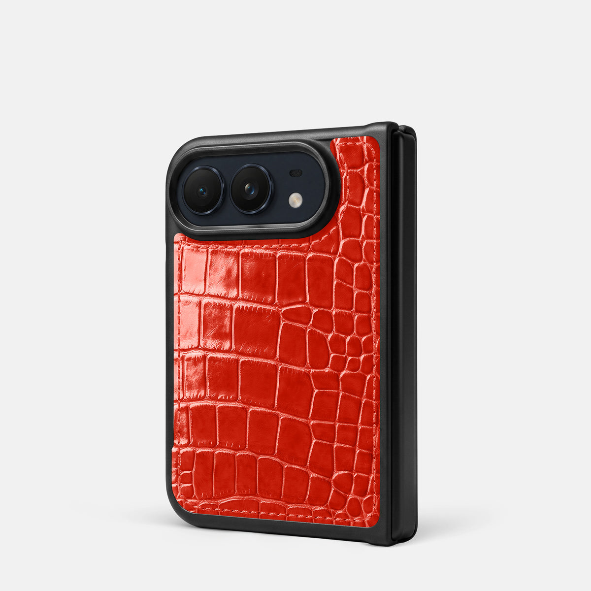 Sport Case For iPhone Duo In Shiny Alligator -3 | Coral-Orange