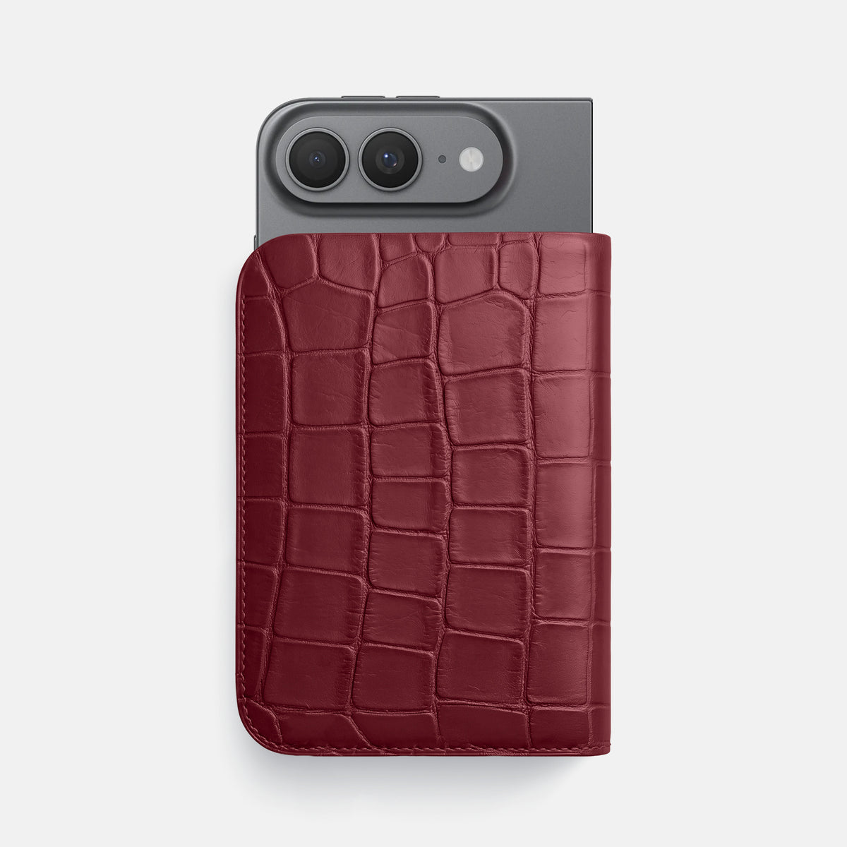 Burgundy Tall Pouch Case For iPhone Ultra Alligator -1 | Burgundy