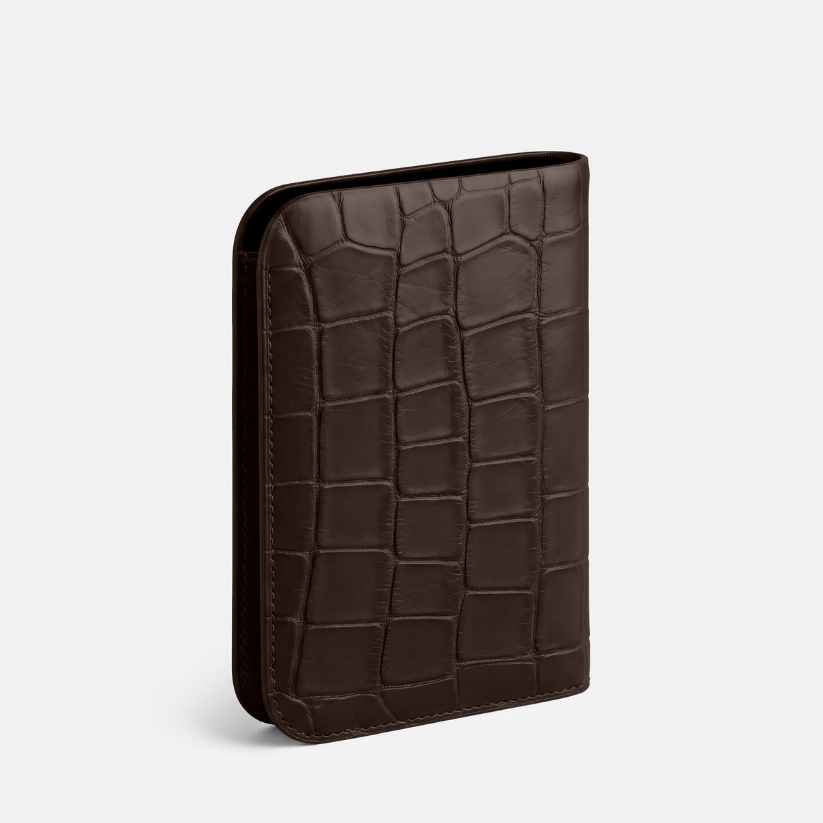Dark Brown Tall Pouch Case For iPhone Ultra Alligator -2 | Dark-Brown