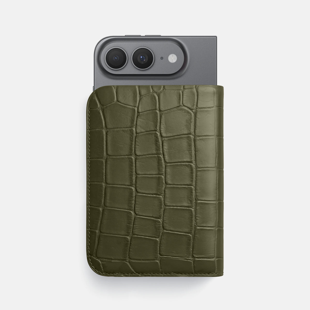Kaki-Green Tall Pouch Case For iPhone Ultra Alligator -1 | Kaki-Green