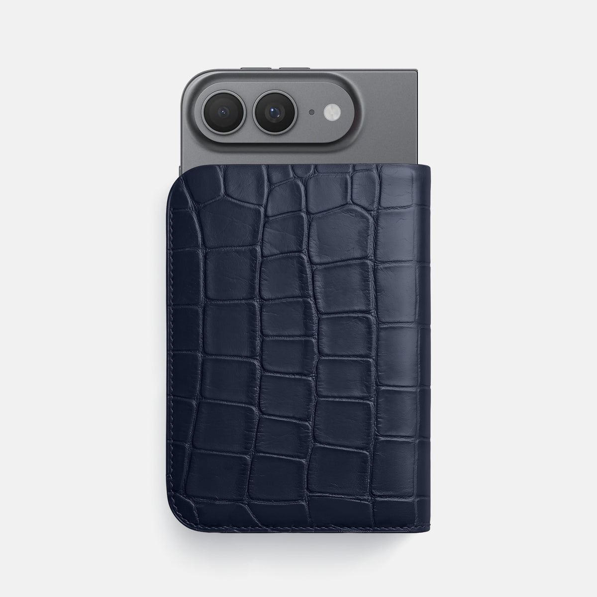 Navy Blue Tall Pouch Case For iPhone Ultra Alligator -1 | Navy-Blue