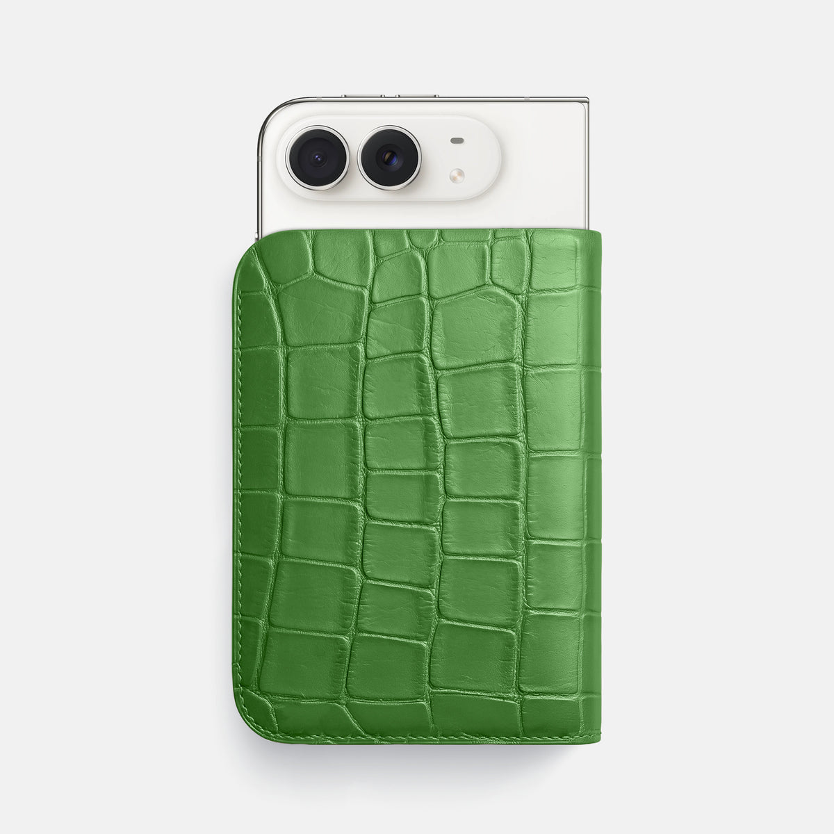 Tall Pouch Case For iPhone Duo In Alligator -1 | Apple-Green