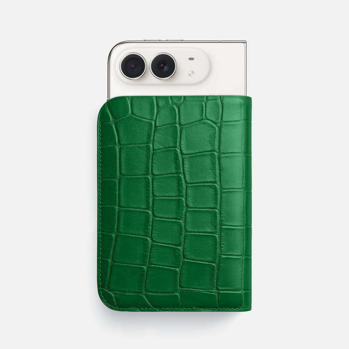 Tall Pouch Case For iPhone Duo In Alligator -1 | Forest-Green