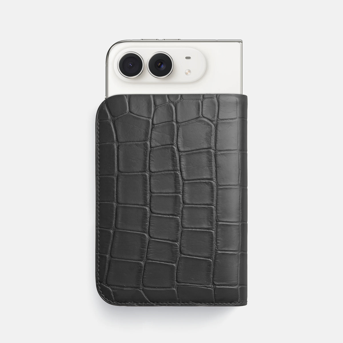 Tall Pouch Case For iPhone Duo In Alligator -1 | Grey