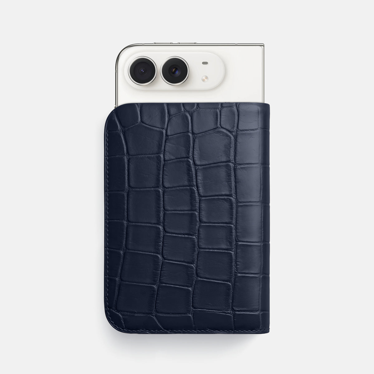 Tall Pouch Case For iPhone Duo In Alligator -1 | Navy-Blue