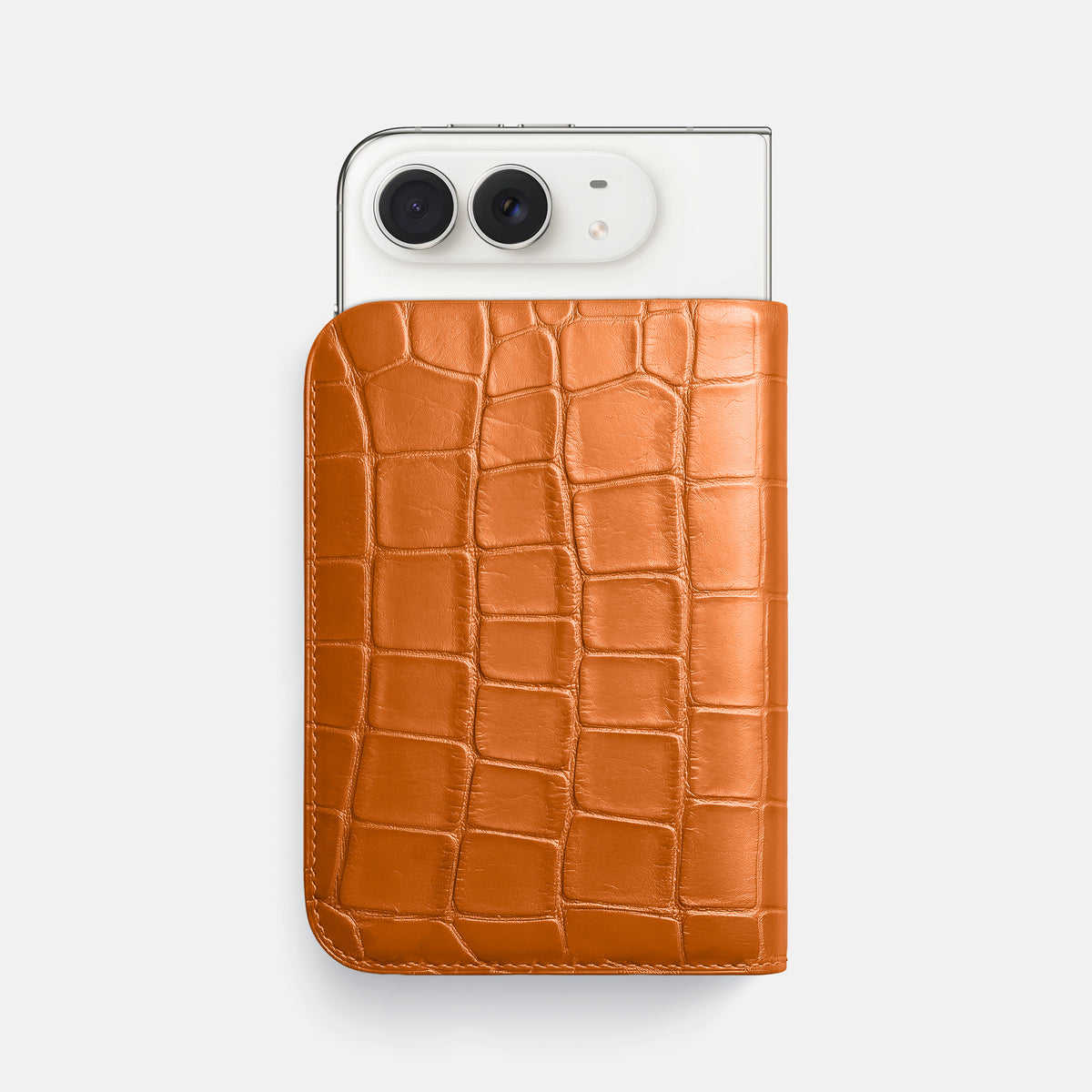 Tall Pouch Case For iPhone Duo In Alligator -1 | Orange