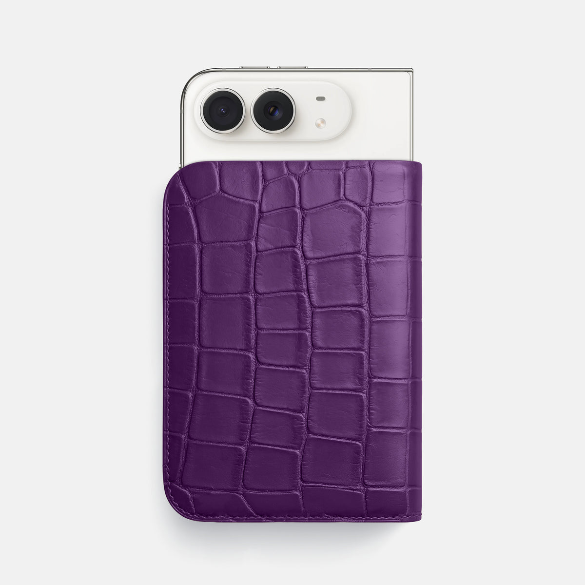 Tall Pouch Case For iPhone Duo In Alligator -1 | Purple