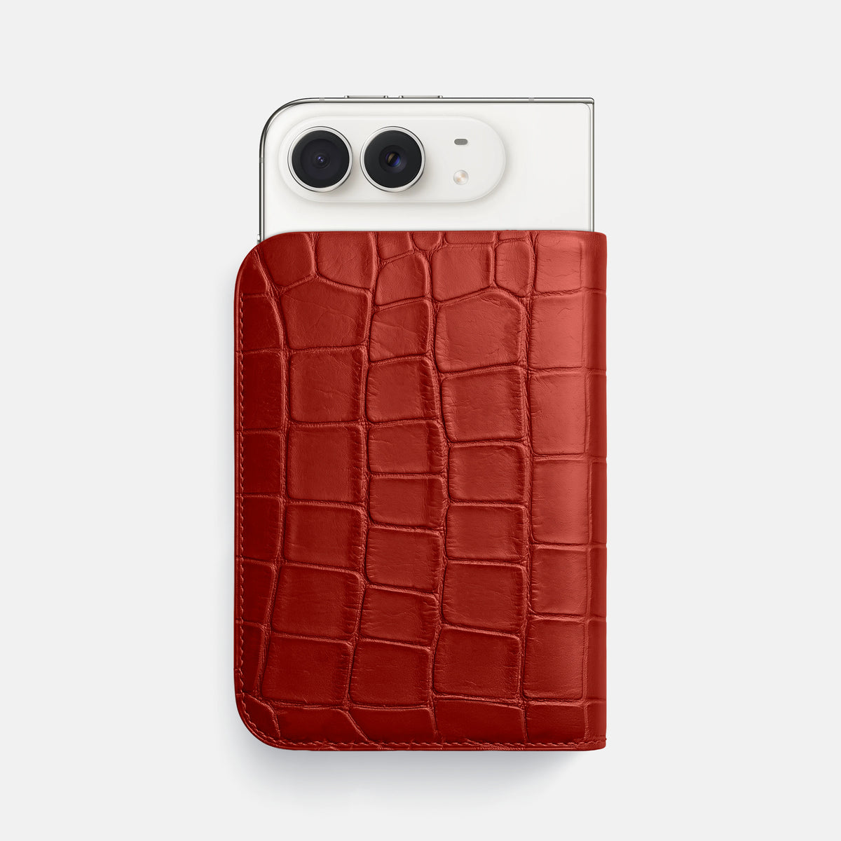 Tall Pouch Case For iPhone Duo In Alligator -1 | Red