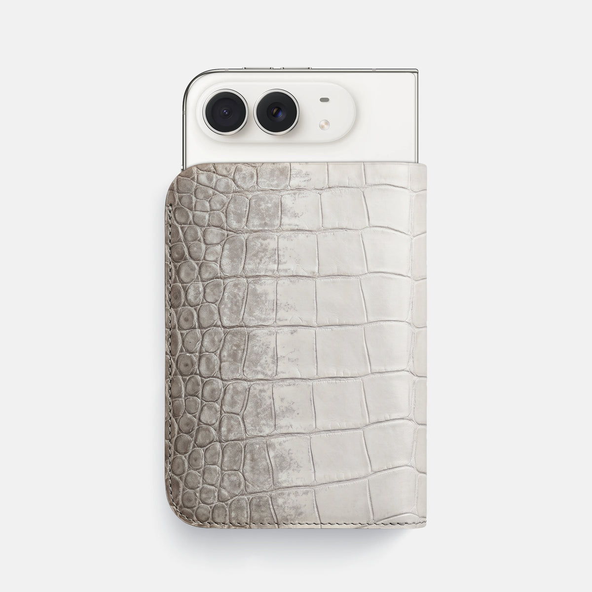 Tall Pouch Case For iPhone Duo In Himalayan Crocodile -1 | Grey