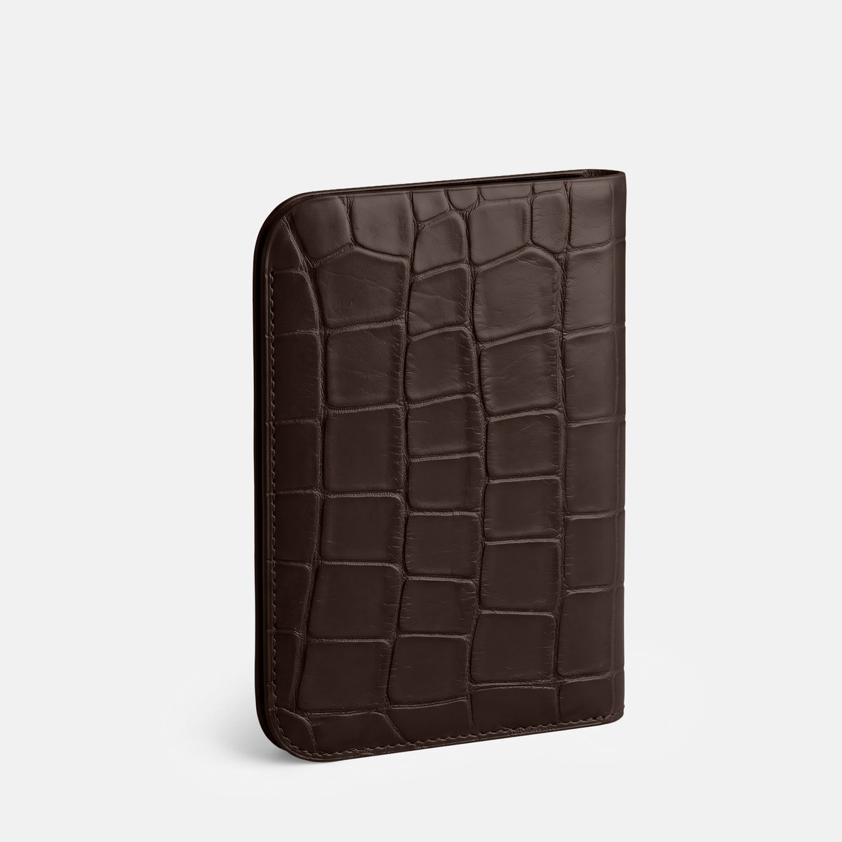 Dark Brown Tall Pouch Case For iPhone Duo Alligator -2 | Dark-Brown