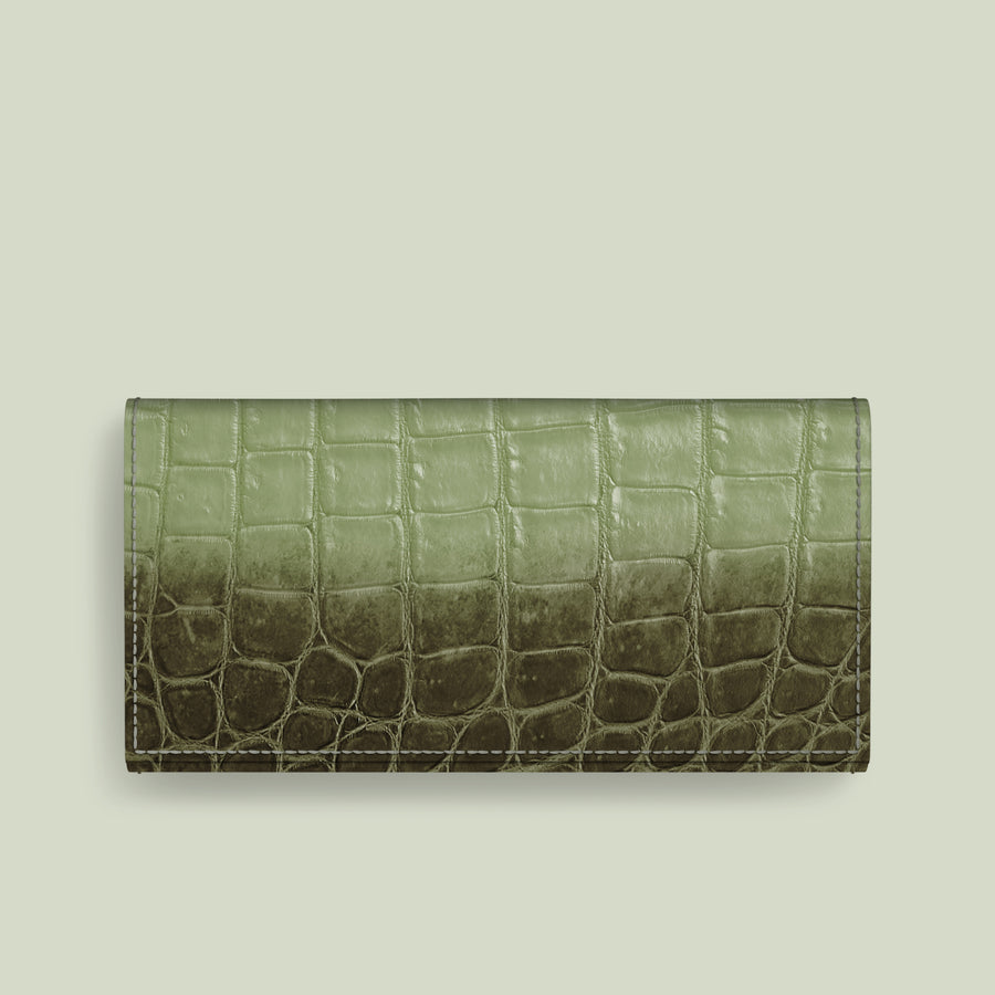 Wallet Case Celadon Green For iPhone 17 Air In Himalayan Crocodile