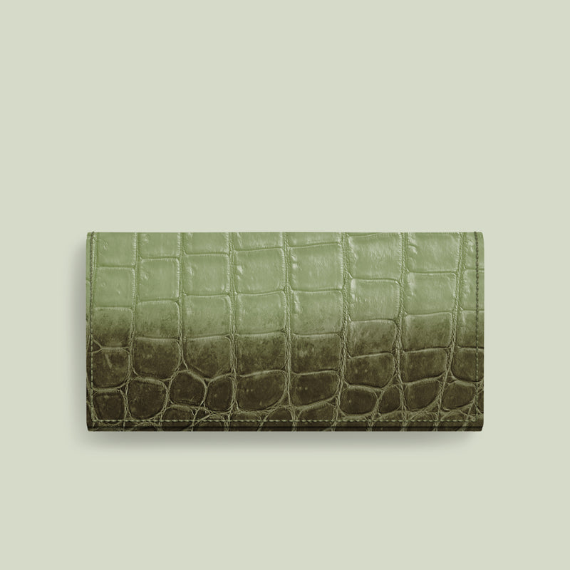 Wallet Case Celadon Green For iPhone 17 Pro In Himalayan Crocodile -1 | Celadon-Green