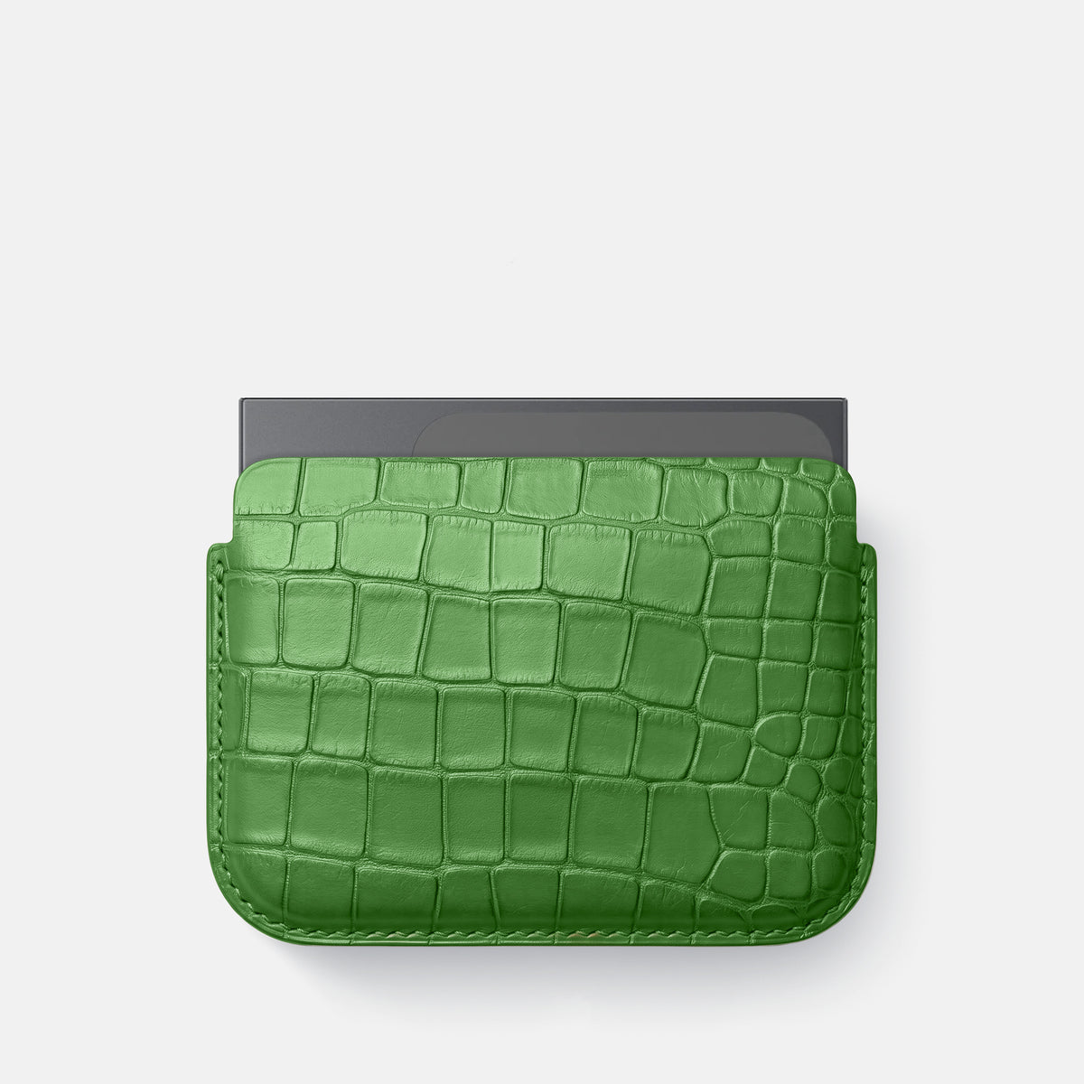 Apple-Green Wide Pouch Case For iPhone Ultra Alligator -1 | Apple-Green