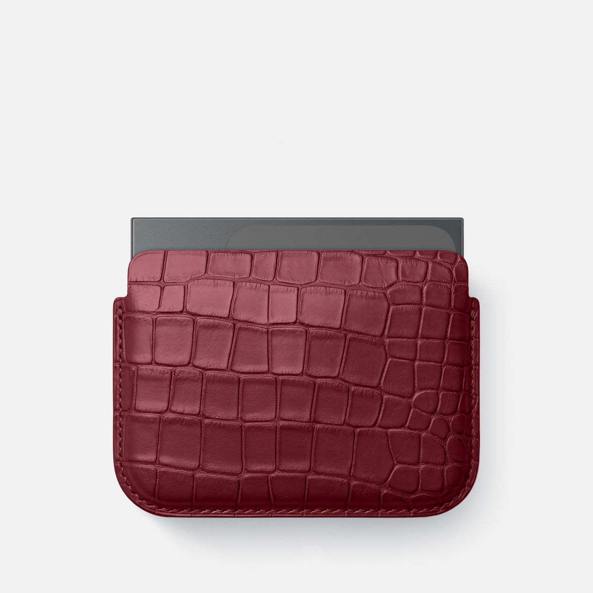 Burgundy Wide Pouch Case For iPhone Ultra Alligator -1 | Burgundy
