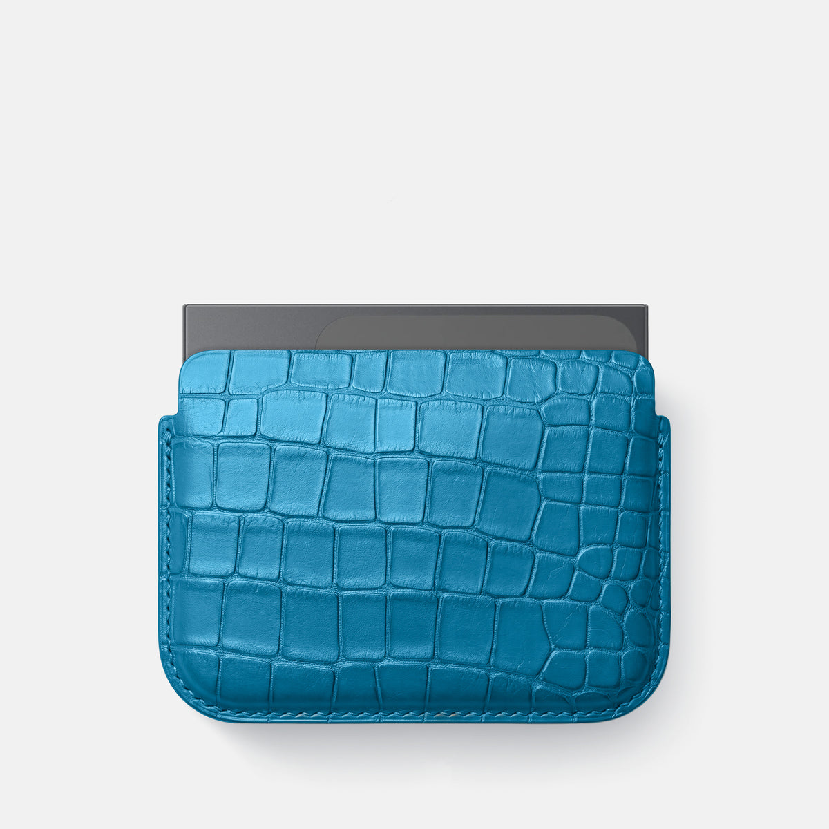 Curaçao-Blue Wide Pouch Case For iPhone Ultra Alligator -1 | Curaçao-Blue