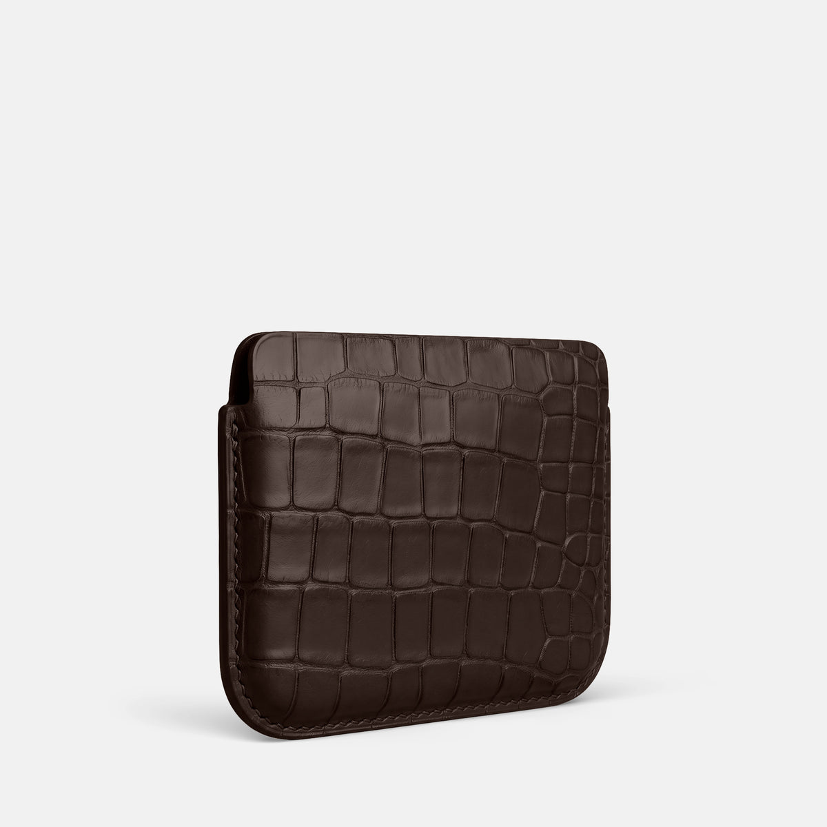 Dark Brown Wide Pouch Case For iPhone Ultra Alligator -2 | Dark-Brown