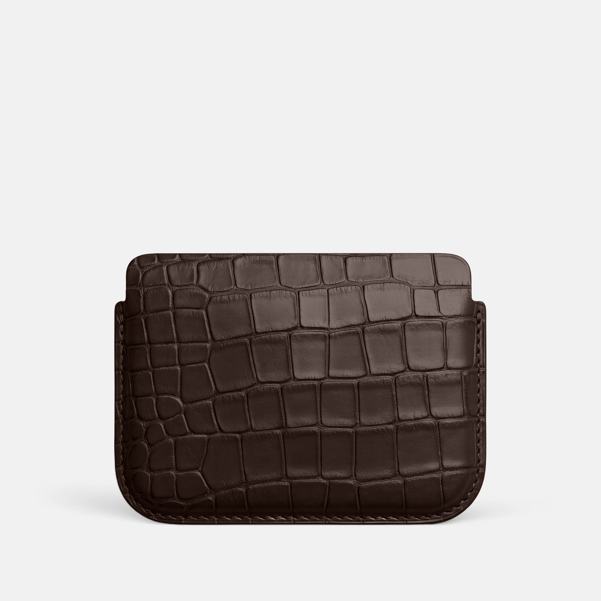 Dark Brown Wide Pouch Case For iPhone Ultra Alligator -3 | Dark-Brown