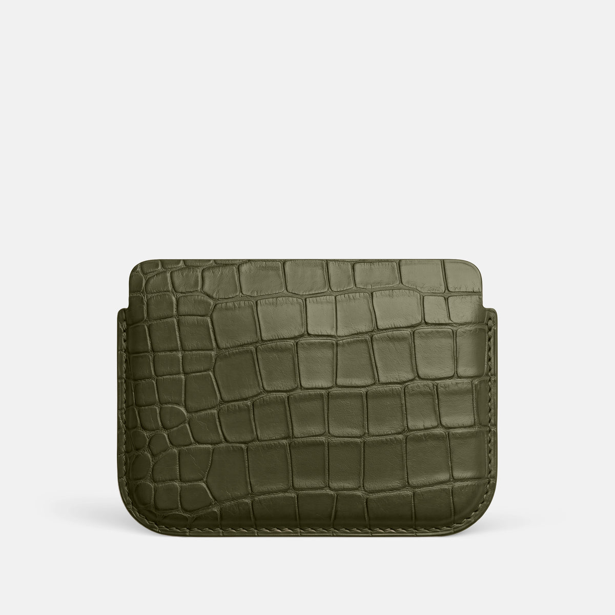Kaki-Green Wide Pouch Case For iPhone Ultra Alligator -3 | Kaki-Green