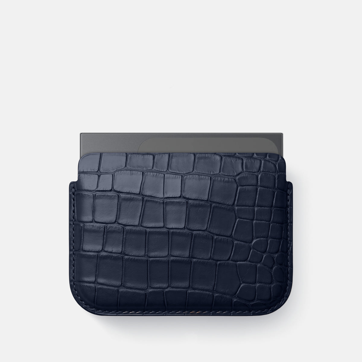 Navy Blue Wide Pouch Case For iPhone Ultra Alligator -1 | Navy-Blue