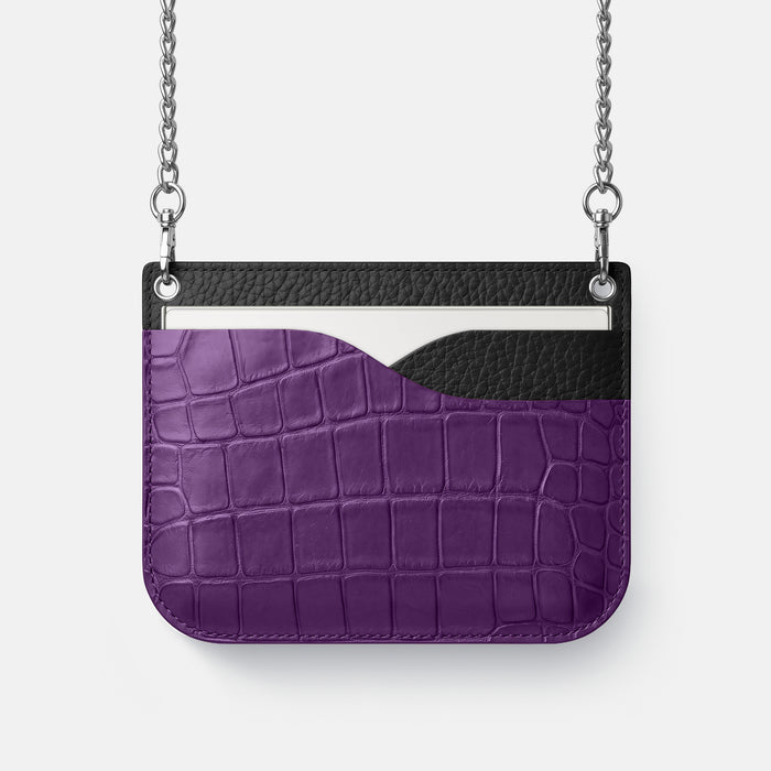Wide Crossbody Case For iPhone Duo In Alligator -1 | Purple-Steel